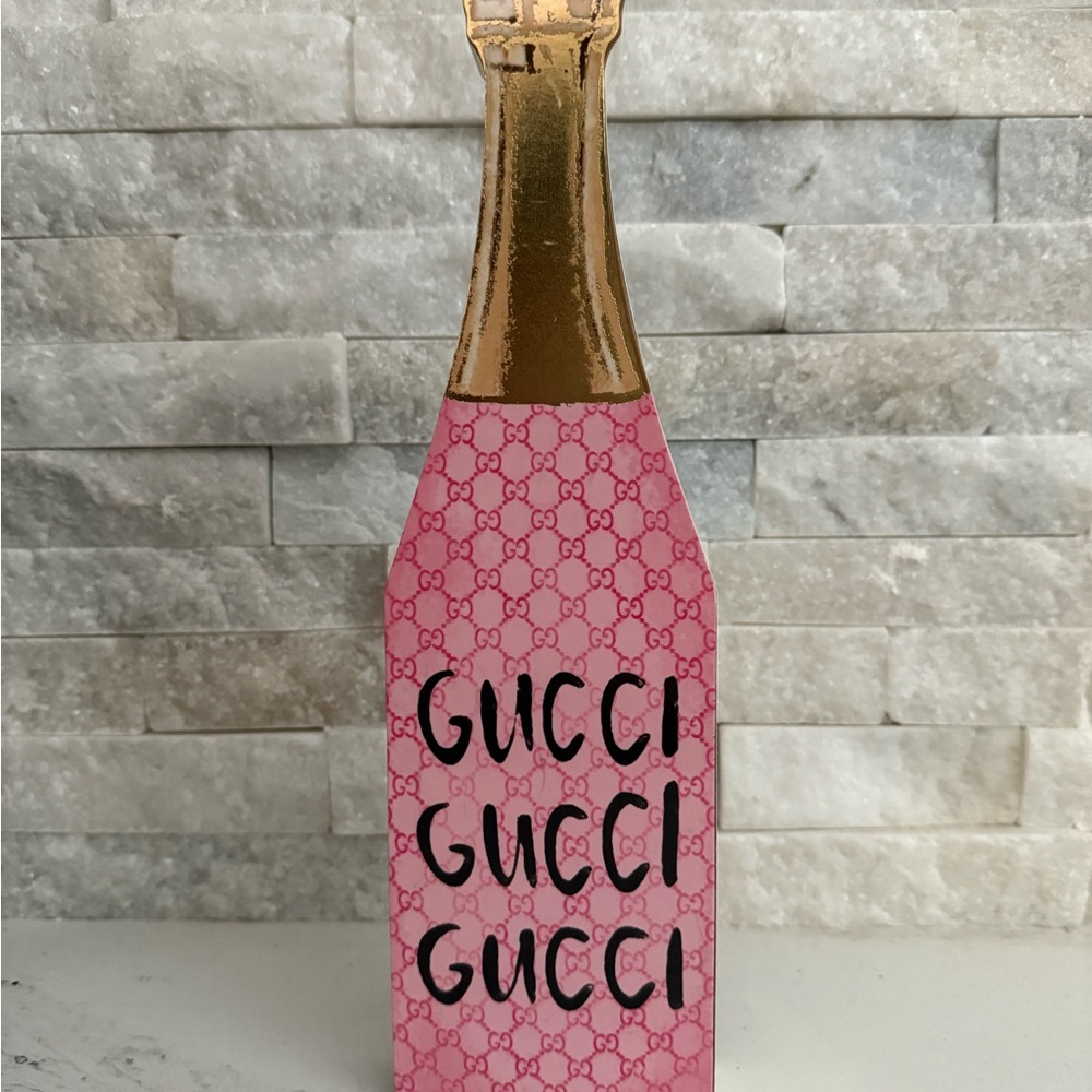 Gucci Pink and Gold Celebration Bottle Decor